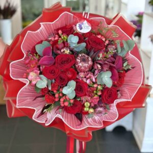 Red roses floral bouquet